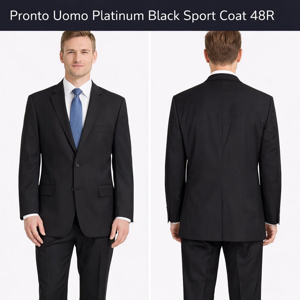 Pronto Uomo Platinum Black Sport Coat 48R